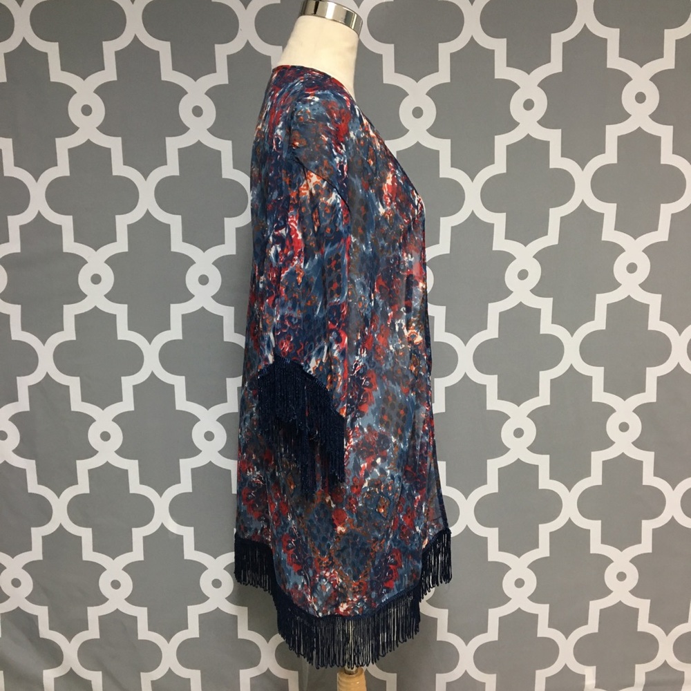 ❌SOLD❌ Angie Fringe Chiffon Duster Kimono : 10:L - Picture 3 of 5